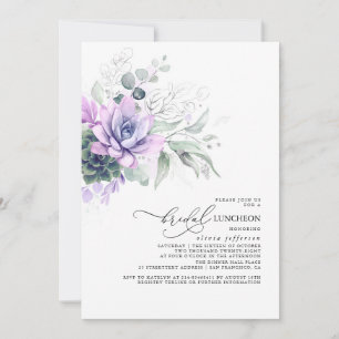 Succulents Greenery Silver Leaves Bridal Luncheon Invitation