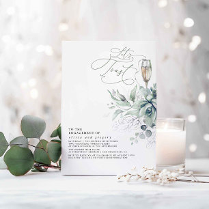 Succulents Greenery Silver Leaves Engagement Party Invitation