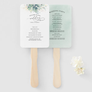 Succulents Greenery Wedding Program Hand Fan