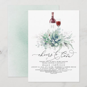Succulents Greenery Wine Tasting Bridal Shower Inv Invitation