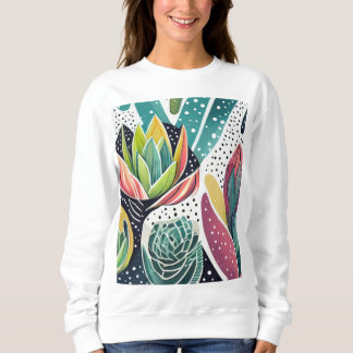 Succulents in green and pink sweatshirt