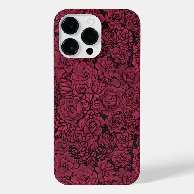 Succulents in Viva Magenta- Colour of the Year 202 iPhone Case (Back)
