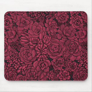 Succulents in Viva Magenta- Colour of the Year 202 Mouse Mat