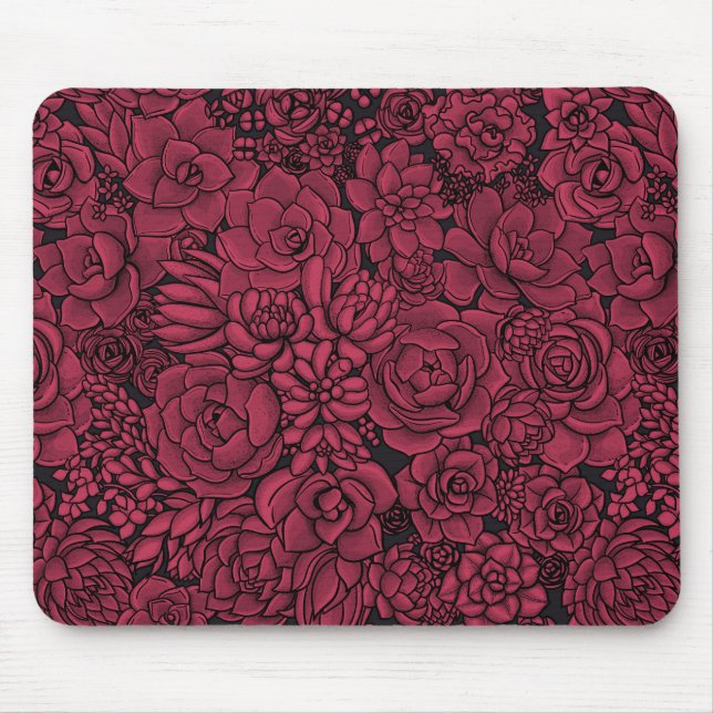 Succulents in Viva Magenta- Colour of the Year 202 Mouse Mat (Front)