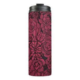 Succulents in Viva Magenta- Colour of the Year 202 Thermal Tumbler