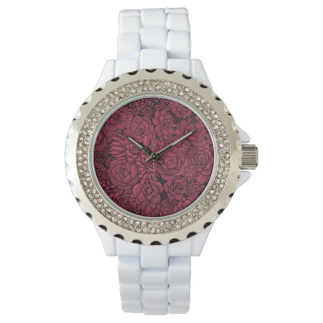Succulents in Viva Magenta- Colour of the Year 202 Watch (Front)