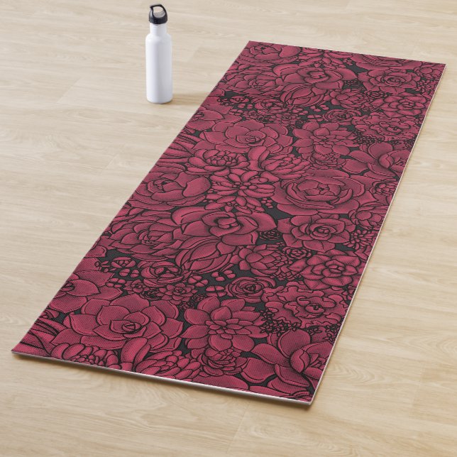 Succulents in Viva Magenta- Colour of the Year 202 Yoga Mat (In Situ)