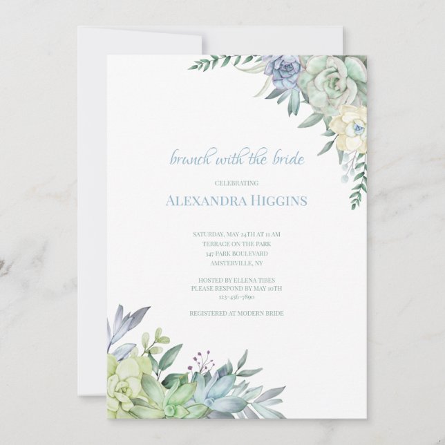 Succulents  invitation (Front)