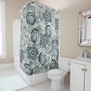succulents ivory indigo shower curtain