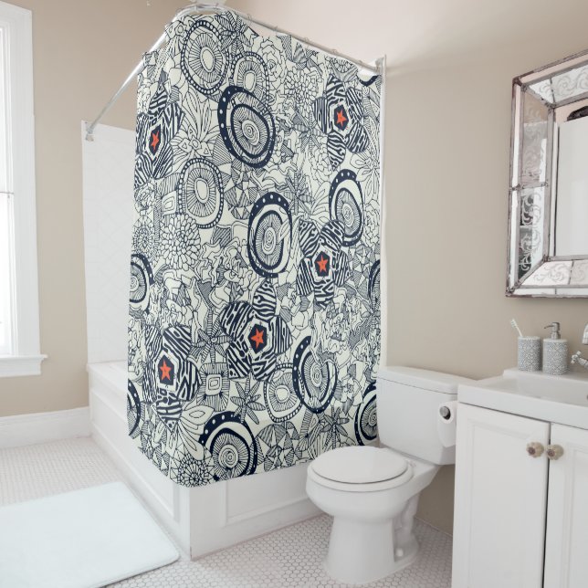 succulents ivory orange star shower curtain (In Situ)