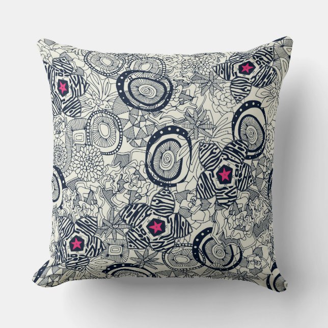 succulents ivory pink star cushion (Front)