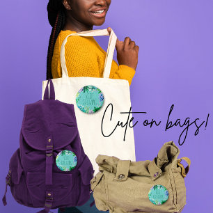 Succulents Keep Growing Aqua Green and Purple 3 Cm Round Badge