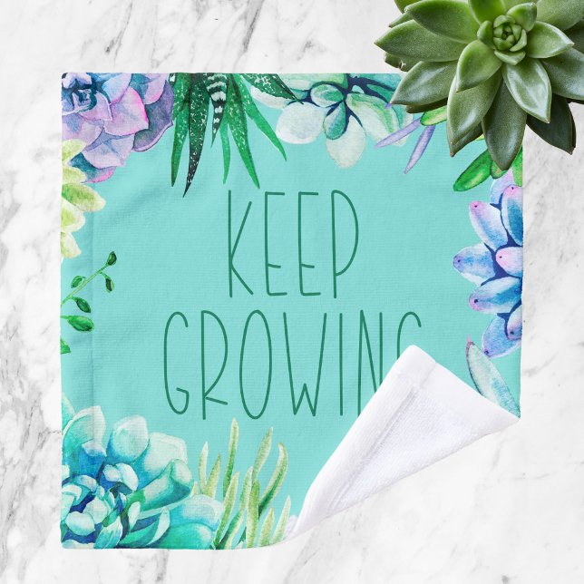 Succulents Keep Growing Aqua Green and Purple Wash Cloth (Creator Uploaded)
