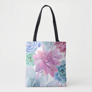 Succulents Modern Chic Fiesta Garden Floral White Tote Bag
