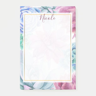 Succulents Modern Chic White Fiesta Garden Floral Post-it Notes