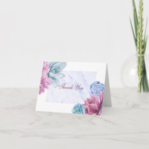Succulents Modern Marble Floral Chic Thank You Card