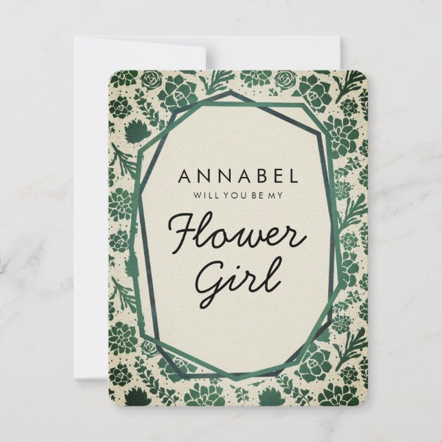 Succulents Natural Will You Be My Flower Girl Invitation (Front)