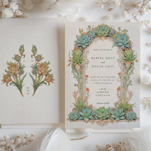 Succulents Nouveau Wedding Invitation