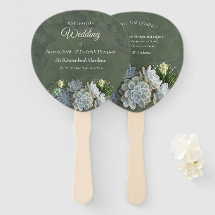 Succulents of Hues Pale Blues Hand Fan