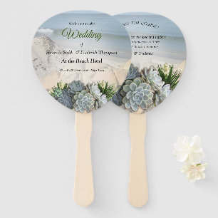 Succulents of Hues Pale Blues Hand Fan