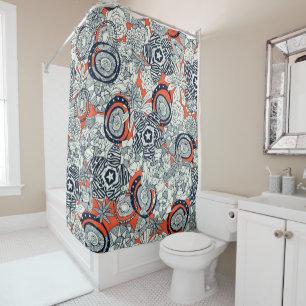 succulents orange indigo shower curtain