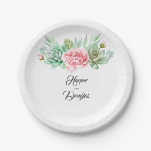 Succulents Paper Plate