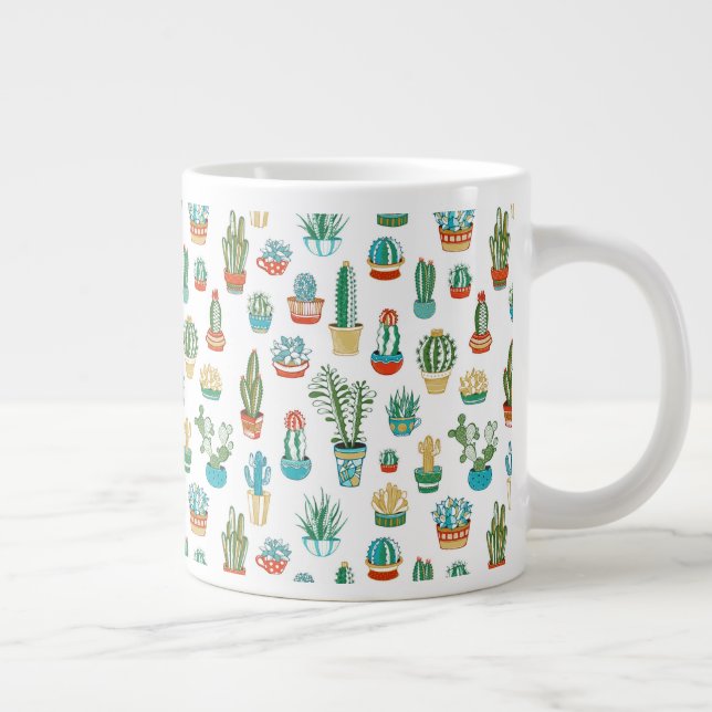 Succulents Pattern Large Coffee Mug (Right)