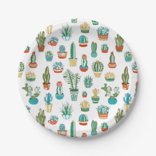 Succulents Pattern Paper Plate