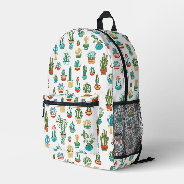 Succulents Pattern Printed Backpack (Back Corner Right)