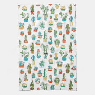 Succulents Pattern Tea Towel