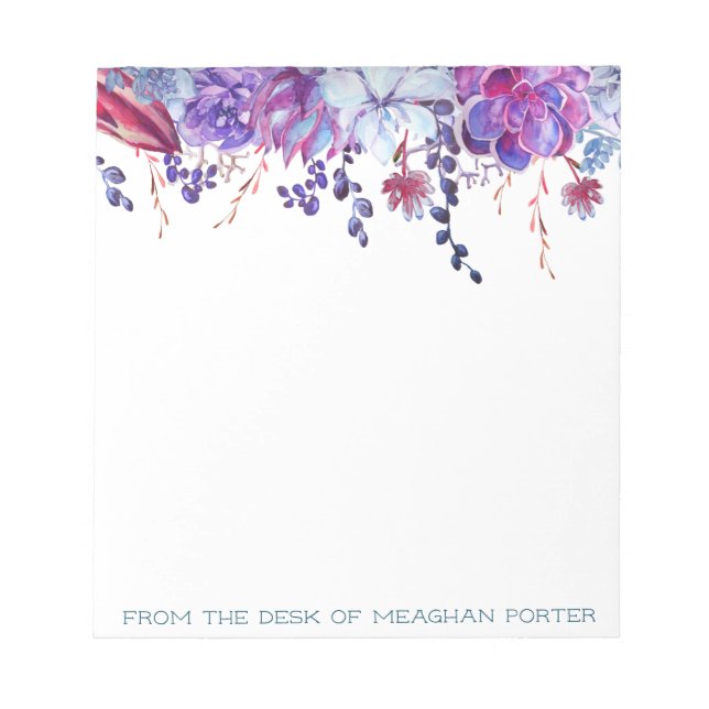 Succulents Personalised Notepad - From the Desk Of (Front)