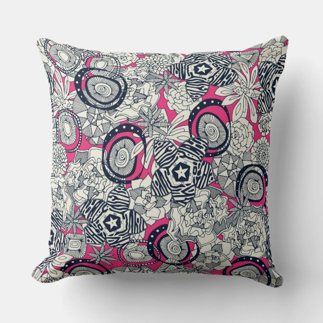succulents pink indigo cushion (Front)