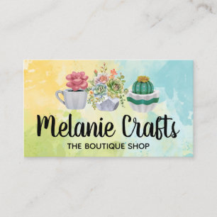 Succulents   Plants in Ceramics   Watercolor Business Card