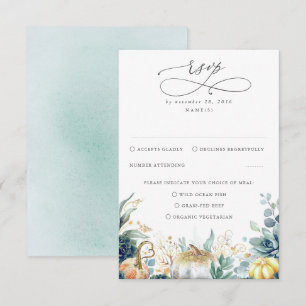 Succulents Pumpkins Greenery and Gold Wedding RSVP