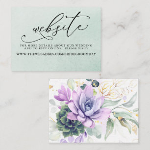 Succulents Purple Greenery Wedding Website Card