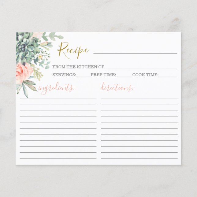 Succulents Recipe Card (Front)