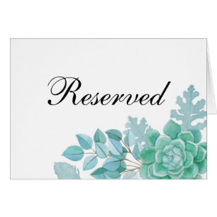Succulents reserved sign. Mint wedding cactus