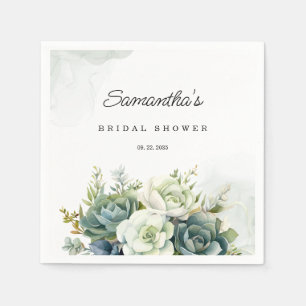 Succulents, roses and greenery Bridal Shower Napkin