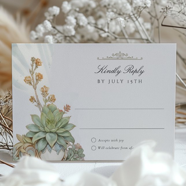Succulents RSVP Card Art Nouveau Wedding (Creator Uploaded)