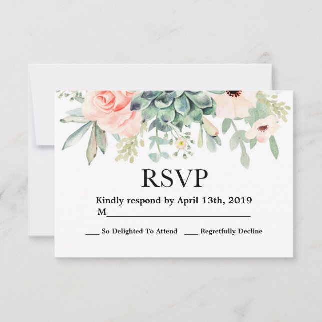 Succulents RSVP wedding card (Front)
