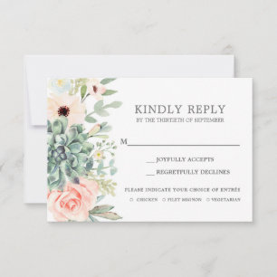 Succulents RSVP wedding insert card