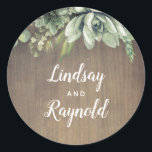 Succulents Rustic Country Wedding Classic Round Sticker<br><div class="desc">Greenery and succulents rustic country wedding seals</div>