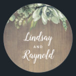 Succulents Rustic Country Wedding Classic Round Sticker<br><div class="desc">Greenery and succulents rustic country wedding seals</div>