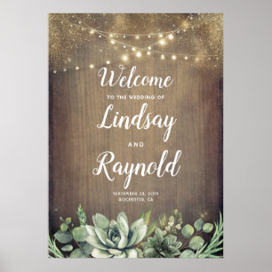 Succulents Rustic Country Wedding Welcome Poster