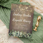 Succulents | Rustic Greenery Country Barn Wedding Invitation<br><div class="desc">Succulents,  tree leaves,  eucalyptus and other garden greenery rustic country wedding invitations</div>