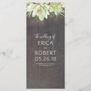Succulents Rustic Wedding Programs Programme