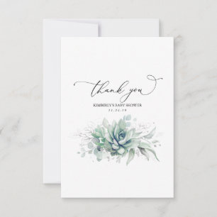 Succulents Silver Greenery Baby Shower Thank You