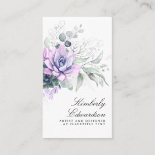 Succulents Silver Greenery Elegant Boho Foliage Business Card