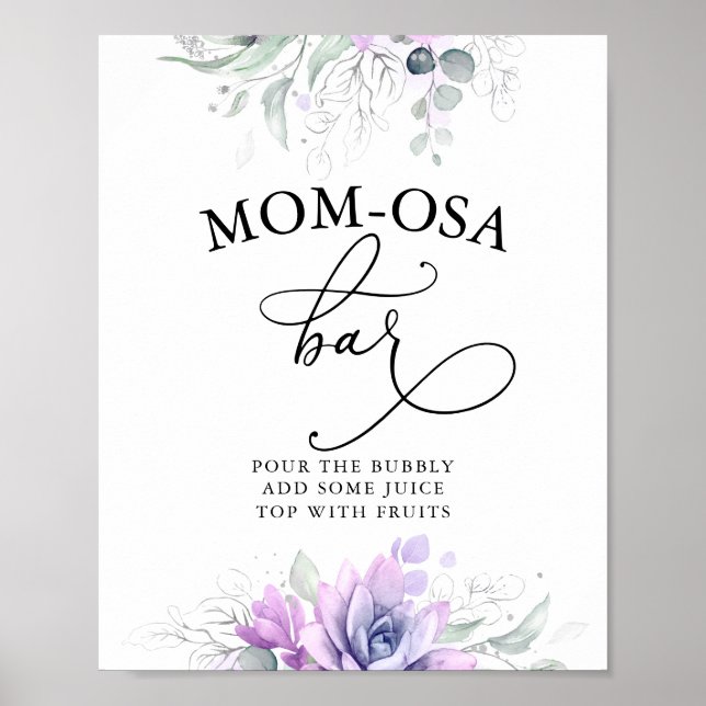 Succulents Silver Greenery Mom-osa Bar Sign (Front)