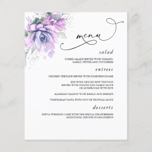 Succulents Silver Greenery Wedding Menu